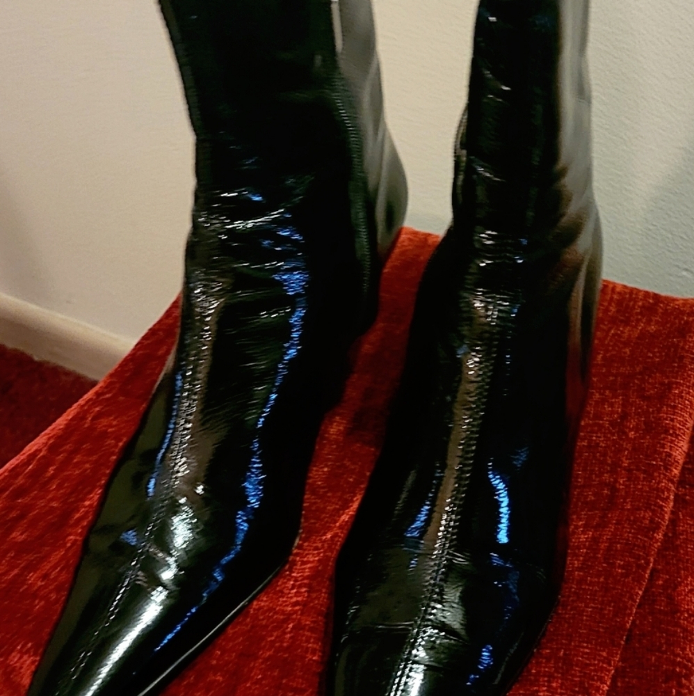 Black Patent Leather  Booties
